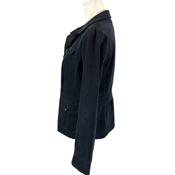 Talbots Grace Velvet Velour Blazer Women's Size 12P Black Peplum Back Career - Picture 2 of 13